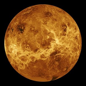 Radar image of the planet Venus.